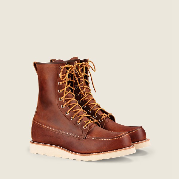 Heritage Støvler Herre - Red Wing Classic Moc - 8-Inchr Rough & Tough Læder - Brune - UXLQYD-283